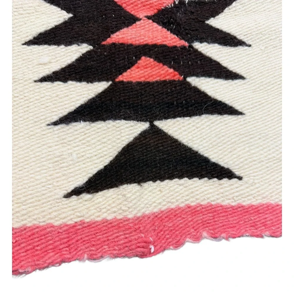 Vintage‎ Navajo Handwoven Wool Textile Small Rug Geometric Southwestern 19x18.5